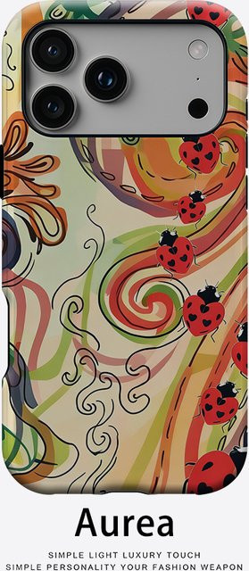 Aurea Case Matte Bumper MagSafe Schutzhülle für iPhone 17 16 15 14 13 Pro Max mit Wirbel-Herz-Marienkäfer-Design in Multicolour - Bild 1