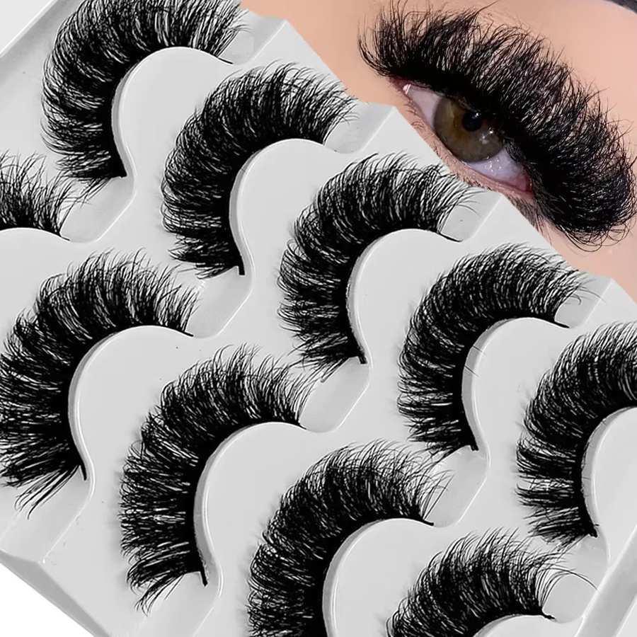 JIEFUXIN Kunstwimpern 3D Katzenaugen D-Curl, 5 Paar, Natürlich - Bild 7