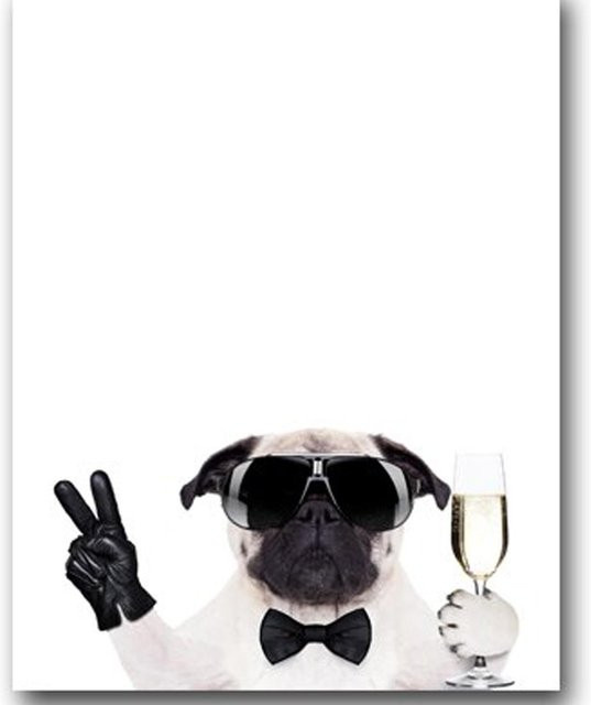 TPFLiving Poster Leinwand Lustige Hunde mit Kopfhörer Brille und Sektglas Mehrfarbig B: 30 cm, H: 40 cm - Bild 1