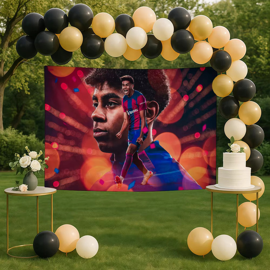 Fußball-Flagge Lamine Yamal Banner in Mehrfarbig für Außenbereich und Innenbereich, B/H: 60 x 40 cm - Bild 5
