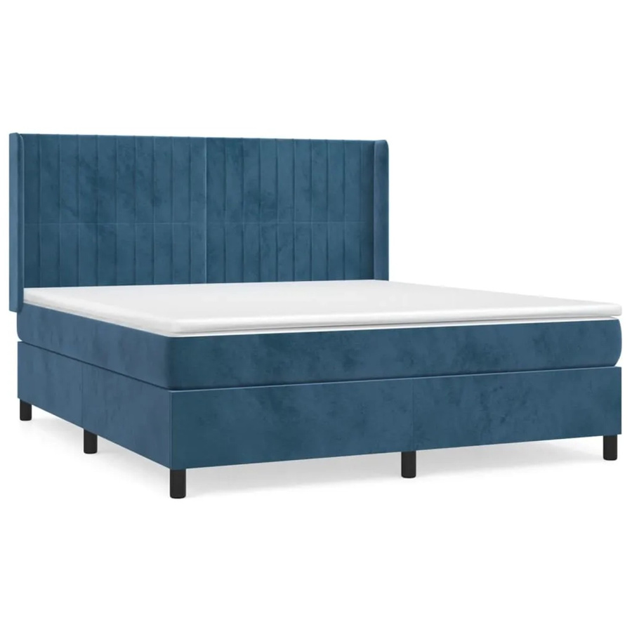 vidaXL Boxspringbett mit Matratze Dunkelblau Samt B/T/H: 160 x 200 x 45 cm - Bild 2