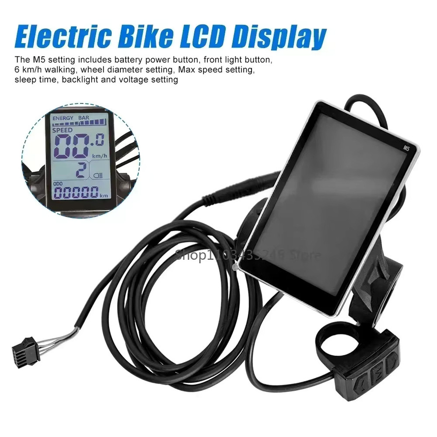 NUOYING M5 Elektrisches Fahrrad LCD Display 5-Pin E-Bike Tacho Bildschirm Bedienfeld in Schwarz - Bild 2