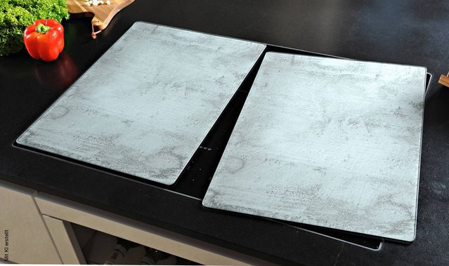 Kesper XL Herdabdeckplatte Beton Glas in Grau, B/H/T: 50 x 38,5 x 0,8 cm - Bild 1
