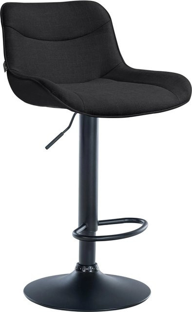 DELUKE Barhocker RAGAD in Schwarz, höhenverstellbarer Barstuhl mit Lehne und 360 Grad Drehsitz aus Stoff und Metall, B/T/H: 49 x 51 x 85 cm - Bild 1