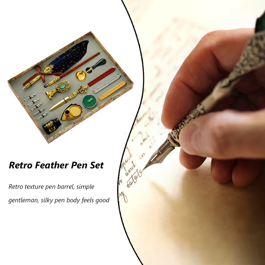ALLOYSEED Retro Kalligrafie-Stift-Set mit Wachs und Feder-Dip-Füllfederhalter in Mehrfarbig - Bild 5