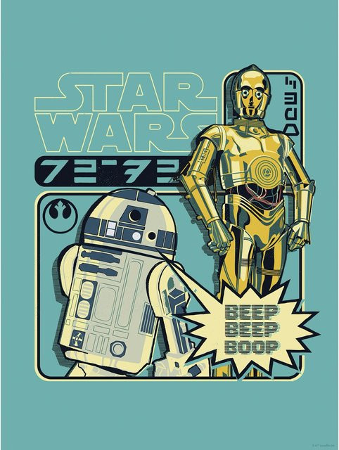 Komar Wandbild Star Wars Beep Boop in Blau, B: 30 cm, H: 40 cm - Bild 1