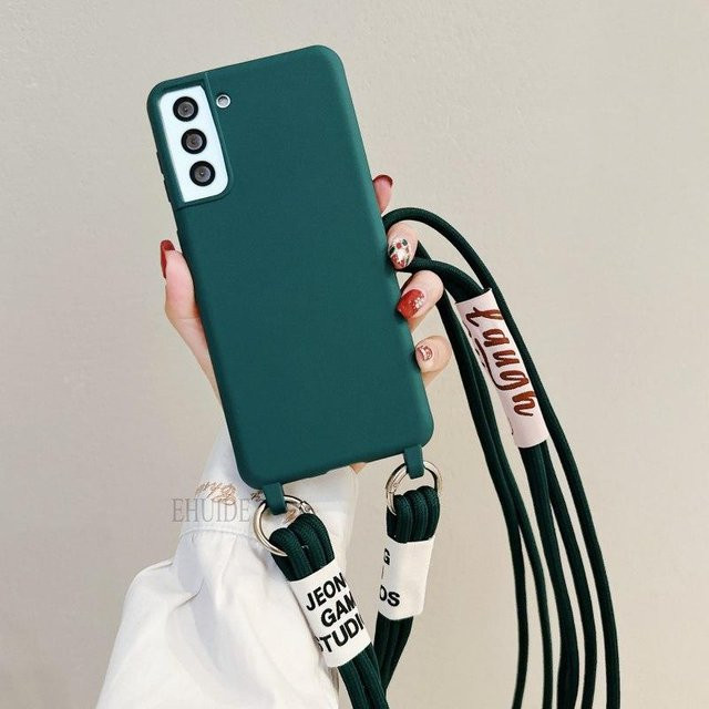 Silikon Schutzhülle mit Lanyard Strap für Samsung Galaxy S25 S26 Ultra A55 A35 A16 A17 A36 S24 FE in Grün - Bild 1