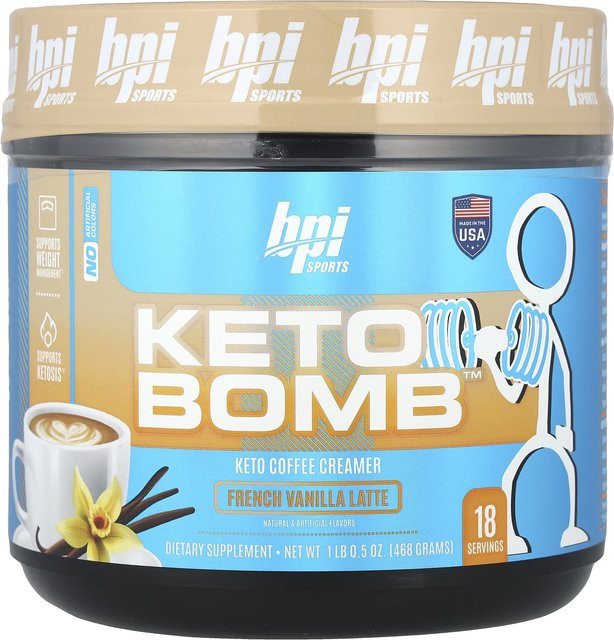 BPI Sports, Keto Bomb, Keto-Kaffeeweißer, Französische Vanille Latte, 454 g - Bild 1
