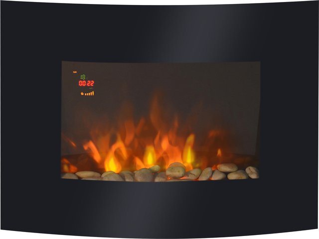HOMCOM Elektrokamin Wandkamin in Schwarz mit Glaselement, B/H/T: 65 x 52 x 11,4 cm - Bild 1