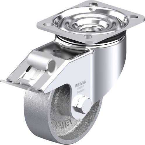 Blickle LIK-G 100G-1-FI Lenkrolle mit Feststeller, silber und blau, Tragfähigkeit: 350 kg, Rad-Durchmesser: 100 mm - Bild 1