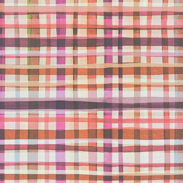 PROFHOME Grafik Tapete Kariert Matt in Creme, Pink, Orange und Lila, Non-Woven, Breite: 0,53 m, Länge: 10,05 m - Bild 1