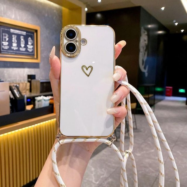 Stoßfeste Crossbody Lanyard Hülle für Samsung Galaxy A17 A16 A56 A36 A26 A06 A07 A55 S25 FE mit Kameraschutz und Trageriemen in Transparent und Weiß - Bild 1