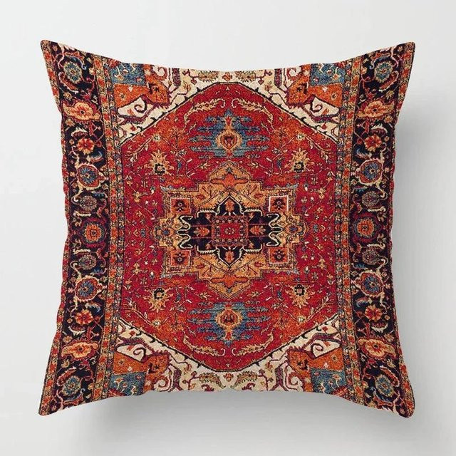 Kissenbezug mit marokkanischem Ethnomuster in Bordeaux Rot, B/B: 66 x 66 cm - Bild 1
