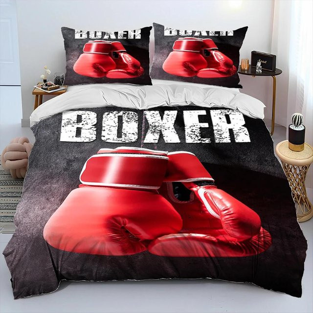 Bettwäscheset Binchi Fitness mit 3D Boxhandschuhe Motiv in Rot, bestehend aus Bettbezug und Kissenbezug aus Mikrofaser, B/H: 135 x 200 cm - Bild 1