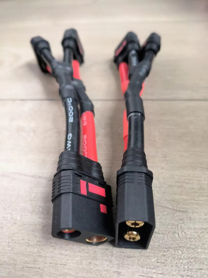 QS8-S Anti Funken Y-Kabelbaum Adapter Set mit männlichen und weiblichen Steckern, 6AWG, 150mm, Schwarz, für RC DIY und UAV Netzkabel - Bild 3