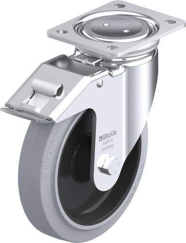 Blickle Lenkrolle LUH-POEV 200XR-FI-SG mit Feststeller in Schwarz-Grau, Rad-Durchmesser: 200 mm, Tragfähigkeit: 500 kg - Bild 1