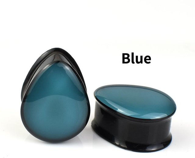 JIAPEIJIA Ohr Gauge Tunnel Plugs, Acryl, Wassertropfen Form, blau, Damen - Bild 1