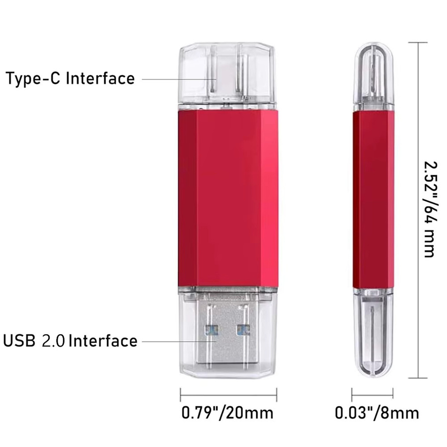 BiNFUL USB-C OTG USB-Stick für iPhone und iOS in Rot mit Schlüsselanhänger - Bild 1