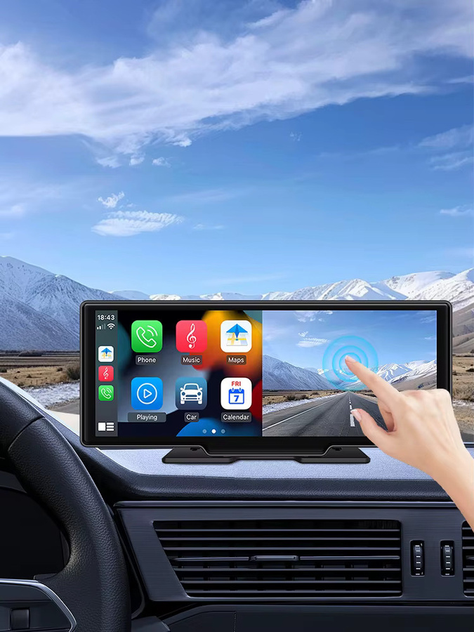 Hippcron Tragbares Autoradio mit 10,26 Zoll 4K Dash Cam, Drahtloses CarPlay und Android Auto, IPS Touchscreen, Bluetooth und Dual Lens, Schwarz - Bild 7