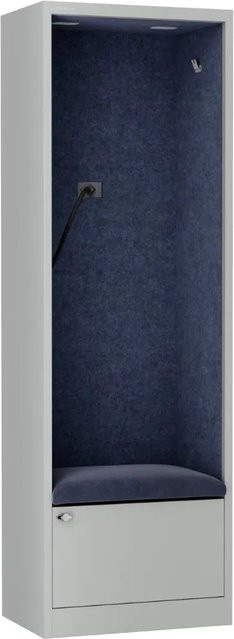 JAN NOWAK Akustikkabine SALLY Telefonkabine mit Schalldämmung, Farbe: Grau-Blau, H x B x T: 185 x 60 x 40 cm - Bild 1