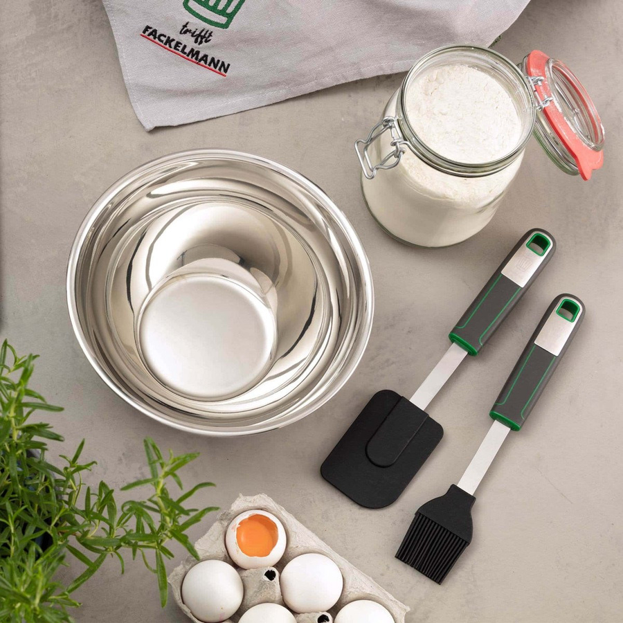 Fackelmann Backhelfer-Set Bonn, 3-teilig, aus Edelstahl und Silikon, Silber - Bild 2