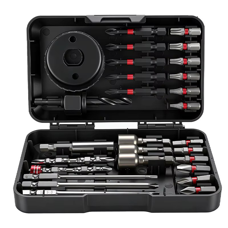 NIUXIANG Schraubendreher-Bohrer-Set mit magnetischen Bits und Sechskantschaft in Schwarz für Schlagschrauber und Bohrmaschinen inklusive Etui - Bild 2