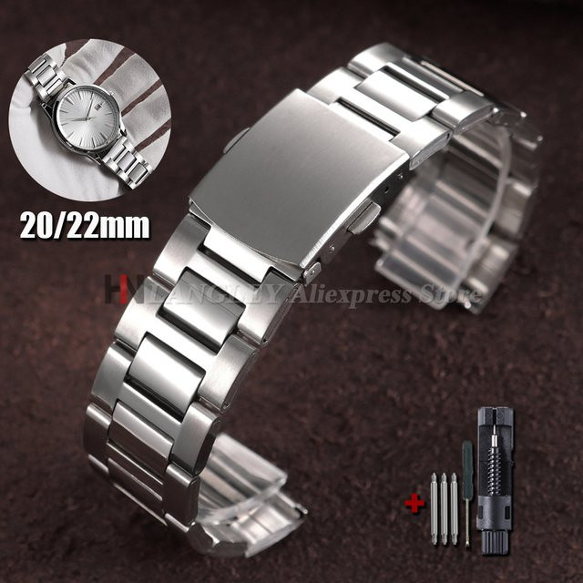 langley Uhrenarmband Edelstahl, Silber, 20 mm, 22 mm, Perle, Unisex - Bild 1