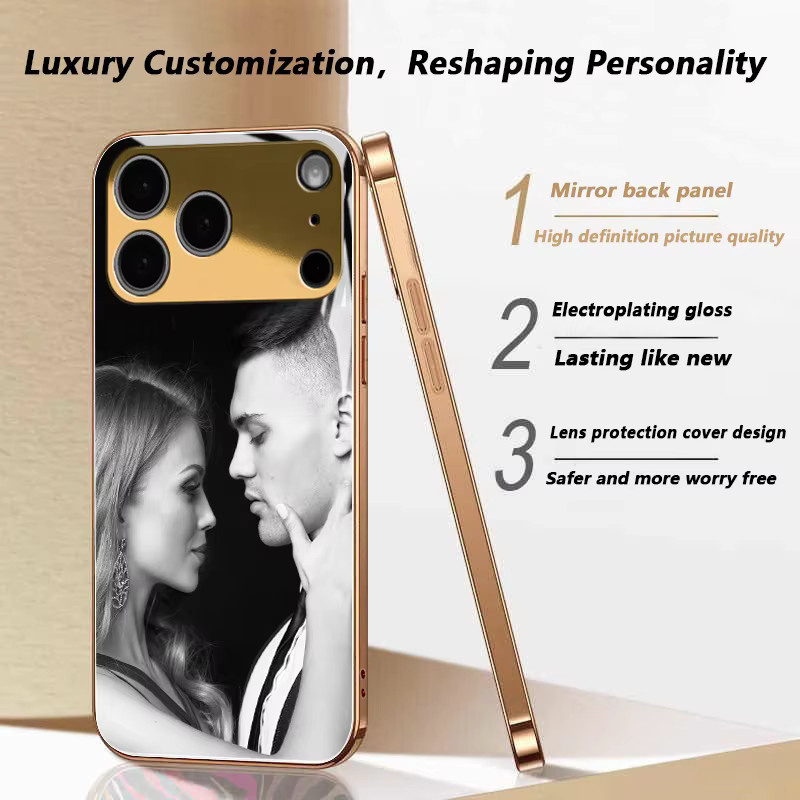 Personalisierte iPhone Handyhülle mit Fotospiegelglas in Gold für verschiedene Apple iPhone Modelle - Bild 2