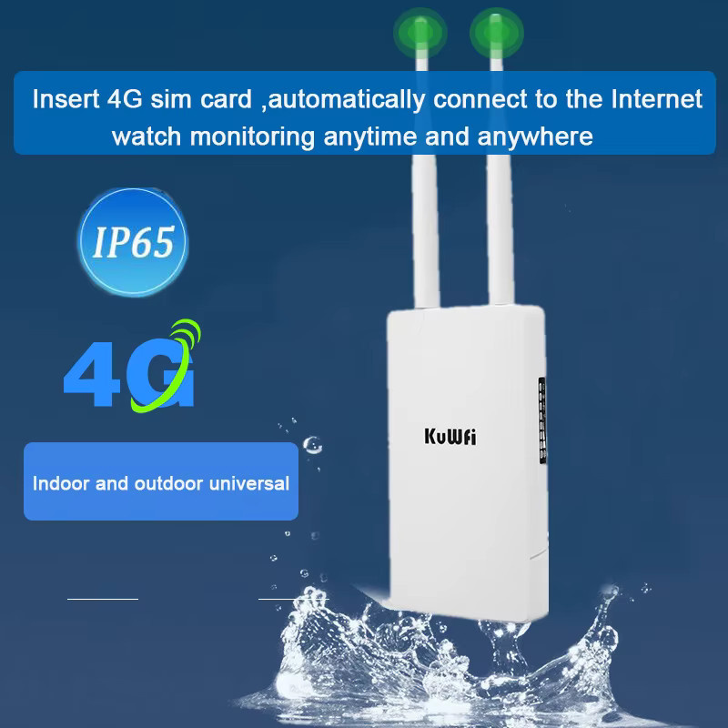 KuWFi Wasserdichter 4G LTE Outdoor WLAN Router mit CAT4 Modem für IP-Kameras in Weiß - Bild 3