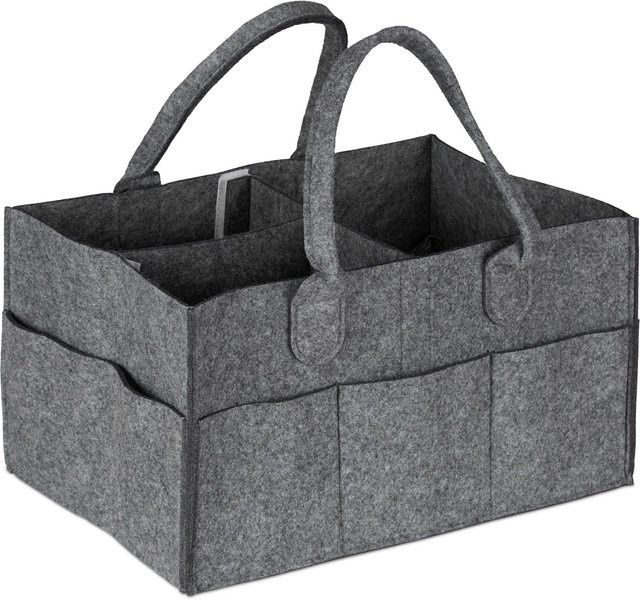 Relaxdays Windel Caddy aus Filz in Dunkelgrau mit 11 Fächern, B/T/H: 33 x 23 x 18 cm - Bild 1