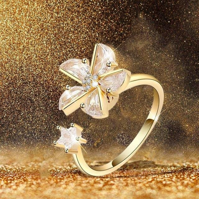 Wucifang Jewelry Ring, Kupfer, Gold, Zirkonia, Damen - Bild 1