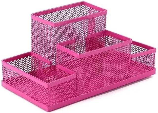 Multifunktionaler Schreibtisch-Organizer aus Metall mit Stifthalter in Rosered, B/T/H: 20,3 x 10,3 x 9,5 cm - Bild 1