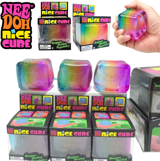 NeeDoh Regenbogenfarben-Würfel, Quetschbares Sensorisches Fidget-Spielzeug - Bild 1