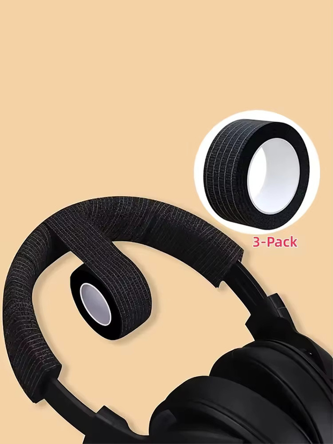 3er-Pack Abreißbare Kopfhörer-Kopfbügel-Schutzstreifen in Schwarz für Over-Ear-Kopfhörer aus langlebigem Fasermaterial - Bild 7