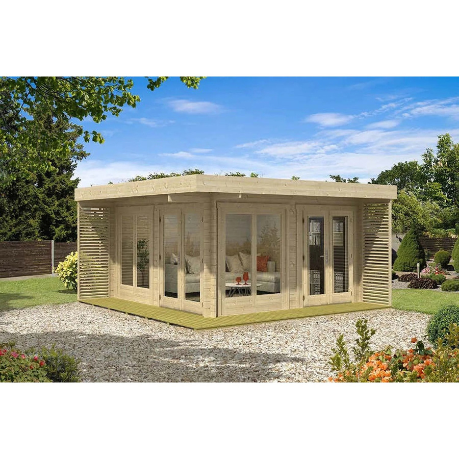 Alpholz Gartenhaus Viva A Blockhaus mit Flachdach, Unbehandelt, B/T: 678 x 480 cm - Bild 2