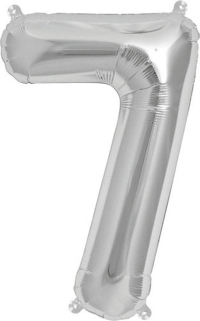 Rico Design Folienballon Zahl 7 in Silber, Höhe: 36 cm - Bild 1
