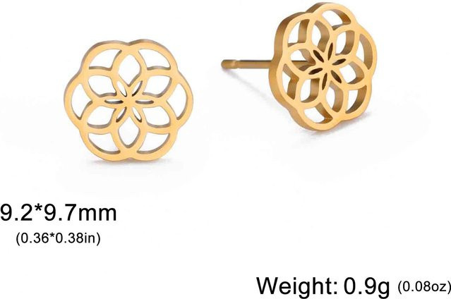 YULIN Ohrstecker Damen, Edelstahl, Gold, Blume des Lebens - Bild 1