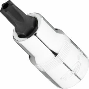 Vigour V7055-IPR45 Schraubendreher-Einsatz T45+H, 1/2 Zoll (12,5 mm) Vierkant, Innen 5-Stern Profil mit Zapfen, Silber - Bild 1