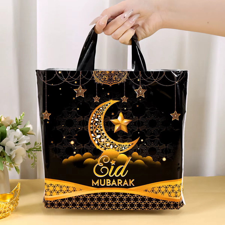 6 Stück Eid Mubarak Geschenktüten in Schwarz und Gold für Süßigkeiten und Cookies als Ramadan Dekoration - Bild 2