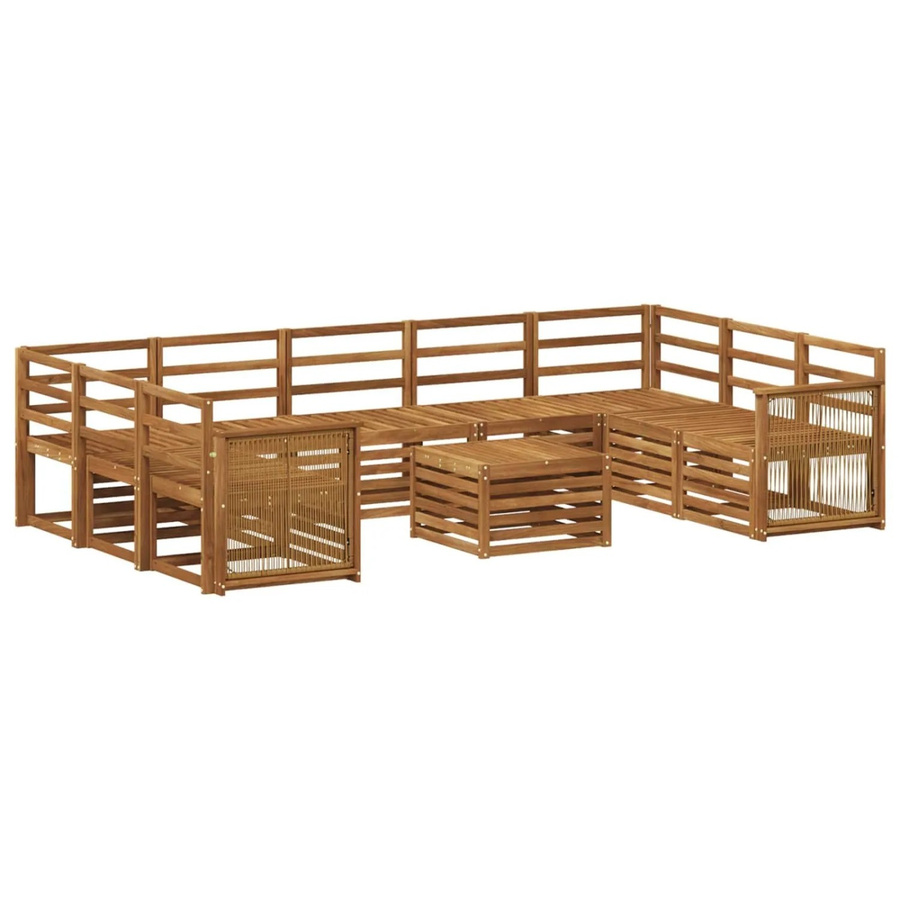 vidaXL Sofagarnitur aus Massivholz Akazie in Braun mit Latten-Design und Armlehnen - Bild 2
