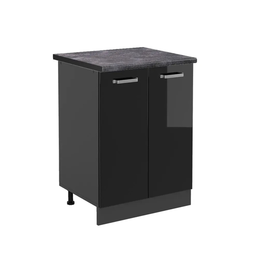 Vicco Küchenunterschrank R-Line in Schwarz Hochglanz und Anthrazit mit Scharniertüren, B/T/H: 60 x 60 x 81,6 cm - Bild 2