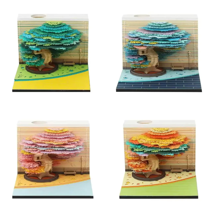 3D Baumhaus Kalender Papier Skulptur als Memo Pad und Desktop Ornament in Multicolour - Bild 2