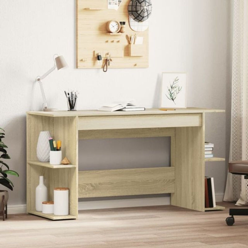 Moderner Schreibtisch aus Holzwerkstoff von Vidaxl in Sonoma-Eiche Natur Braun, B/T/H: 140 x 50 x 75 cm - Bild 1