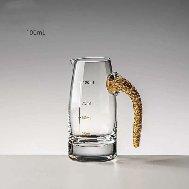 Yiran Furniture Kristallglas Shot Glass mit Diamantschliff und Blattgold-Dekor in Gold und Transparent, Volumen: 10-300 ml - Bild 1