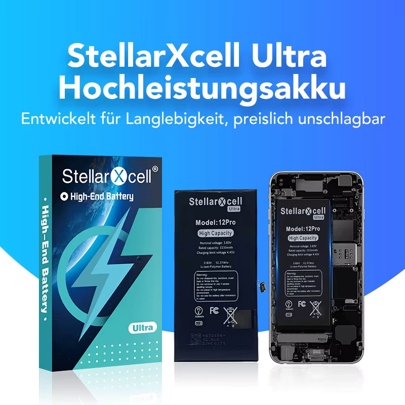 StellarXcell Ultra Akku für iPhone 13, 13 Pro, 13 Mini und 13 Pro Max in Schwarz - Bild 3