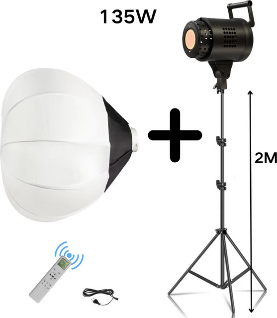 135W Bowens LED Studiobeleuchtung mit Honeycomb Softbox, dimmbar, 3000-6000K, Schwarz - Bild 1