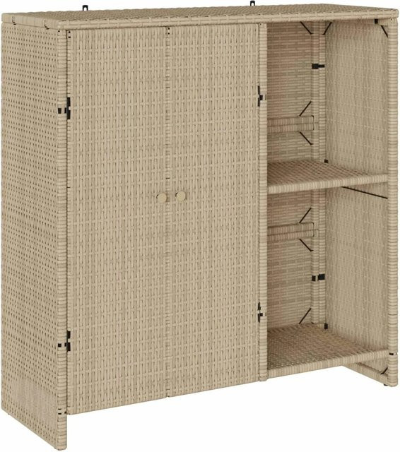 vidaXL Aufbewahrungsschrank mit Regal in Beige im Rattan-Design, B/T/H: 100 x 36 x 102 cm - Bild 1
