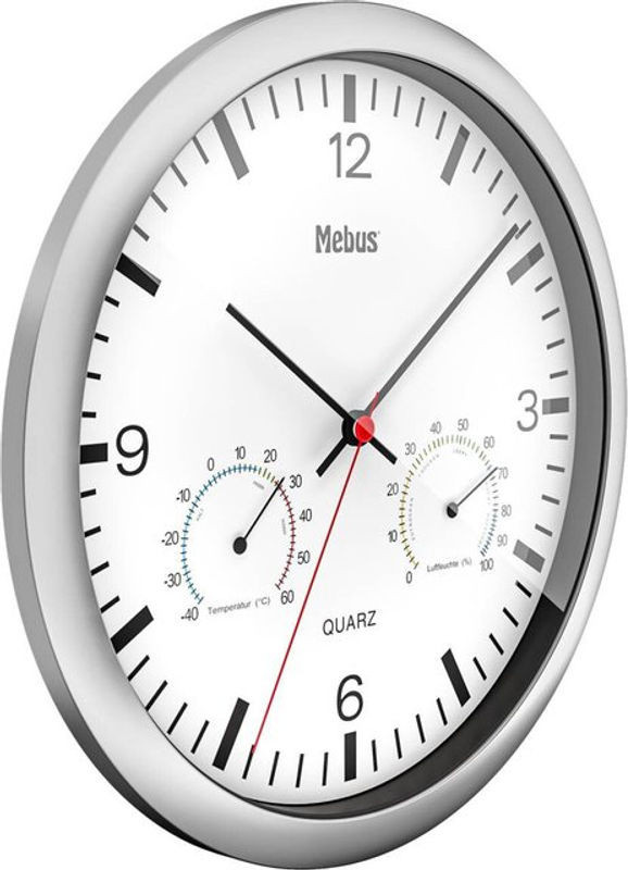 Mebus Wanduhr Analog in Weiß, Rund, Durchmesser: 25 cm - Bild 1