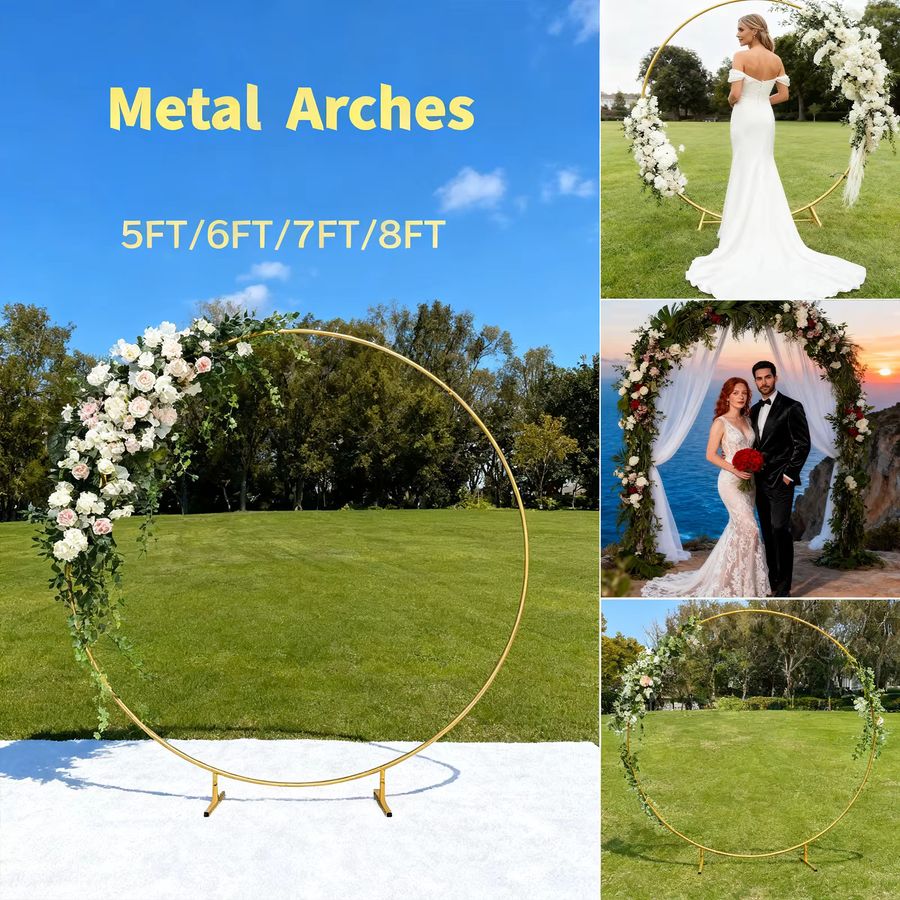 WUIETI Rundes Metall-Dekorationselement für Ballonbögen in Gold für Hochzeiten und Festivals - Bild 4
