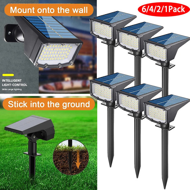 Super-Cheese Solar LED Flutlicht Set, 53 SMD LEDs, Wasserdichter Outdoor Scheinwerfer in Schwarz für Garten, Terrasse und Wege - Bild 1